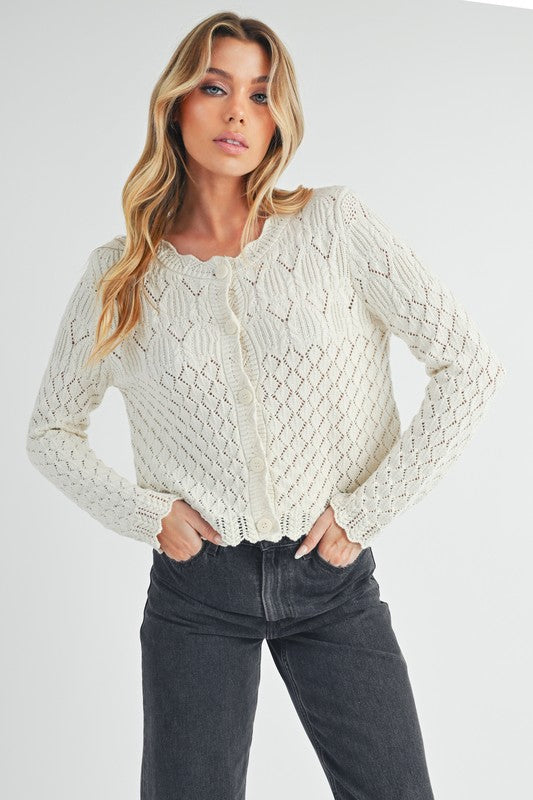 AEMI & Co. Women's Knit Ivory Yvonne Cardigan
