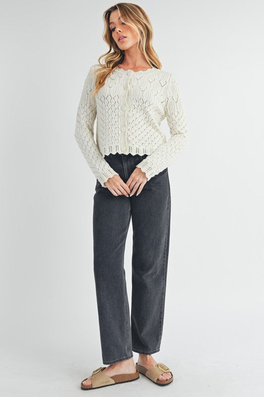 AEMI & Co. Women's Knit Ivory Yvonne Cardigan