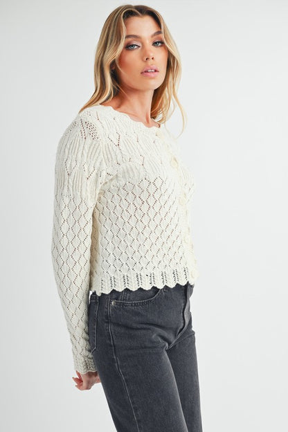 AEMI & Co. Women's Knit Ivory Yvonne Cardigan