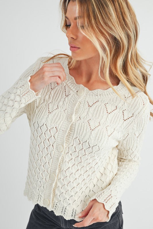 AEMI & Co. Women's Knit Ivory Yvonne Cardigan