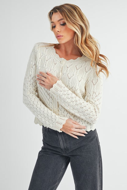 AEMI & Co. Women's Knit Ivory Yvonne Cardigan