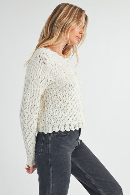 AEMI & Co. Women's Knit Ivory Yvonne Cardigan