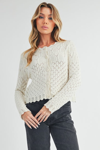 AEMI & Co. Women's Knit Ivory Yvonne Cardigan
