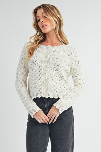 AEMI & Co. Women's Knit Ivory Yvonne Cardigan