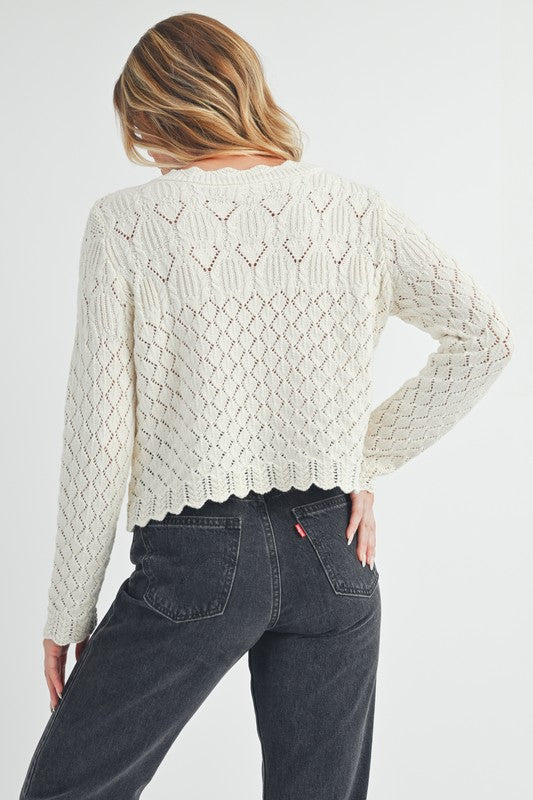 AEMI & Co. Women's Knit Ivory Yvonne Cardigan