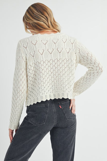 AEMI & Co. Women's Knit Ivory Yvonne Cardigan