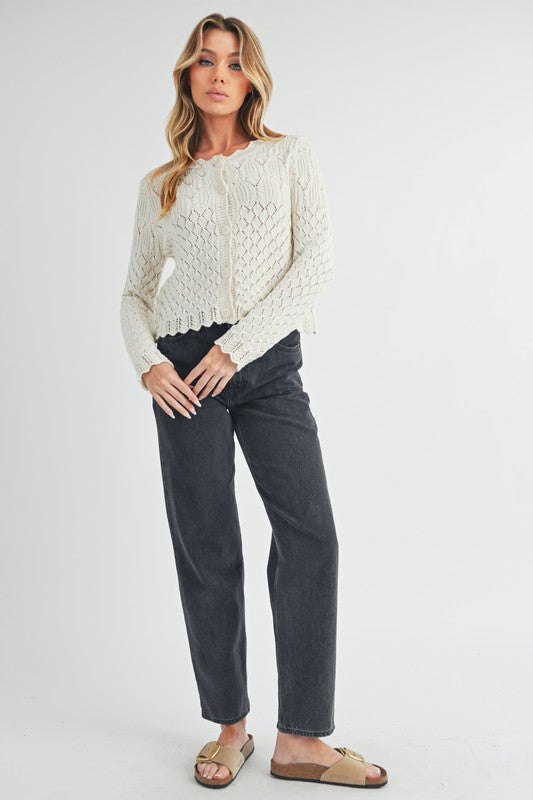AEMI & Co. Women's Knit Ivory Yvonne Cardigan