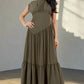 BY CLAUDE Olive Boat Collard Maxi Dress