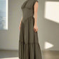 BY CLAUDE Olive Boat Collard Maxi Dress