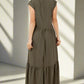 BY CLAUDE Olive Boat Collard Maxi Dress