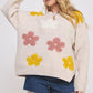 JADE by JANE Women's Oversized Knit with Flower Drawn