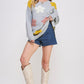 JADE by JANE Women's Oversized Knit with Flower Drawn