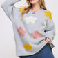 JADE by JANE Women's Plus-size Oversized Knitted Sweater with Floral Drawn