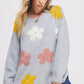 JADE by JANE Women's Plus-size Oversized Knitted Sweater with Floral Drawn