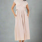 CLAUDE Short Sleeves Buttoned-side Midi Dress