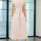CLAUDE Short Sleeves Buttoned-side Midi Dress