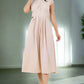 CLAUDE Short Sleeves Buttoned-side Midi Dress