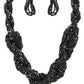 LA JEWELRY Twisted Seed Beads Statement Necklace Set