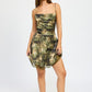COWL NECK MINI DRESS WITH BACK TIE