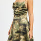 COWL NECK MINI DRESS WITH BACK TIE