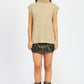 EMORY PARK Split Back Turtleneck Sleeveless Sweater Top