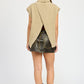 EMORY PARK Split Back Turtleneck Sleeveless Sweater Top