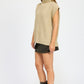EMORY PARK Split Back Turtleneck Sleeveless Sweater Top