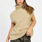 EMORY PARK Split Back Turtleneck Sleeveless Sweater Top