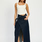 WRAPPED MAXI DENIM SKIRT