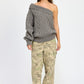 EMORY PARK Oversized One Shoulder Knit Sweater