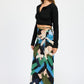 EMORY PARK Flirty Printed Side Ruched Midi Skirt