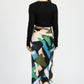 EMORY PARK Flirty Printed Side Ruched Midi Skirt