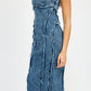 EMORY PARK Strapless Frayed Seam Denim Party Dress