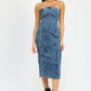 EMORY PARK Strapless Frayed Seam Denim Party Dress