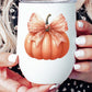 CALI Fall Harvest Pumpkin Bow Wine Cup Tumbler