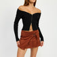 WRAPPED BUCKLE BELT MINI SKIRT