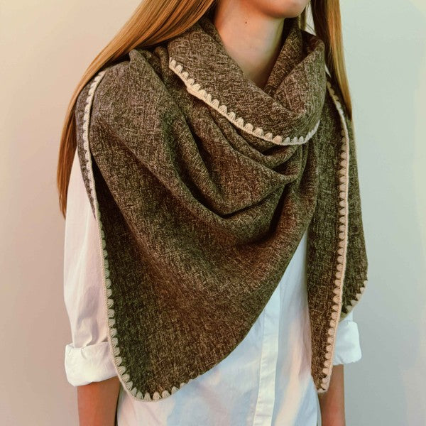 Preciously Stitched Triangle Shawl Scarf