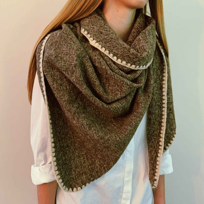 Preciously Stitched Triangle Shawl Scarf