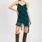 EMORY PARK Asymmetrical Party Mini Dress with Ruffles