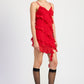 EMORY PARK Asymmetrical Party Mini Dress with Ruffles