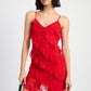 EMORY PARK Asymmetrical Party Mini Dress with Ruffles