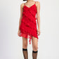 EMORY PARK Asymmetrical Party Mini Dress with Ruffles