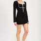 LETTUCE HEM MINI DRESS WITH FRONT TIE