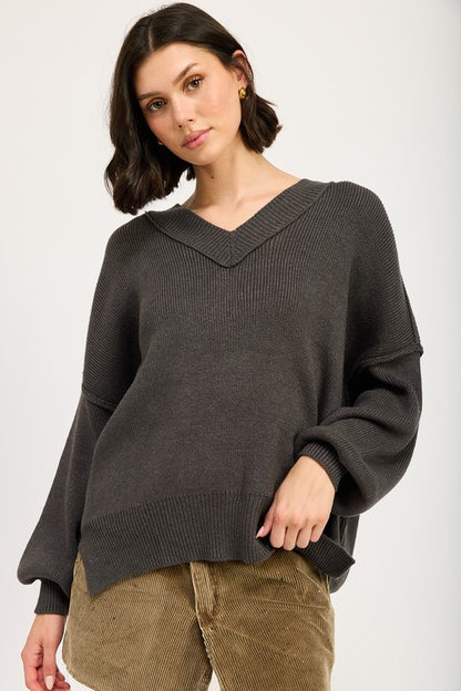 Emory Park Women's Oversized V-Neck Knit Sweater