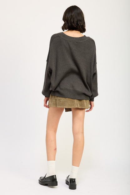 Emory Park Women's Oversized V-Neck Knit Sweater