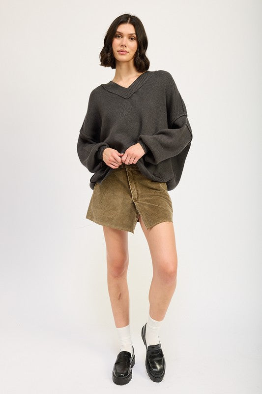 Emory Park Women's Oversized V-Neck Knit Sweater