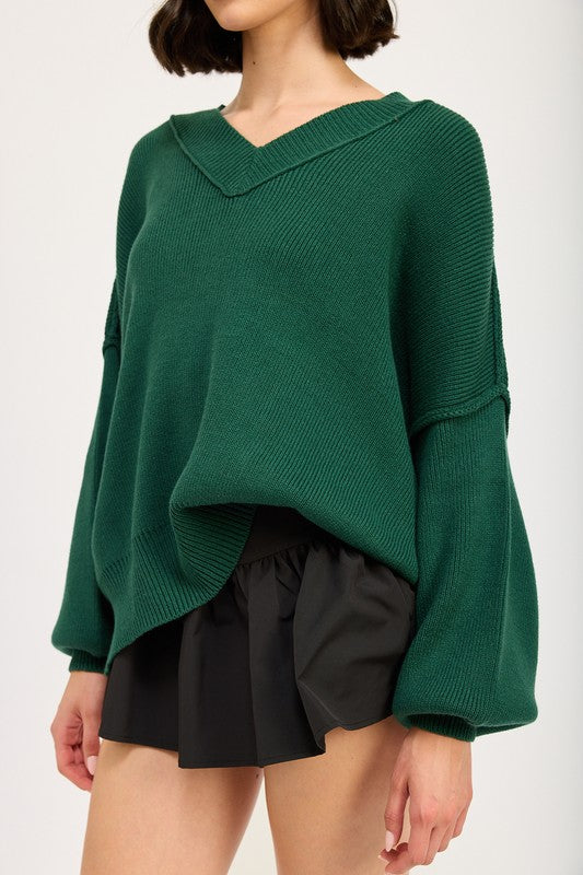 Emory Park Women's Oversized V-Neck Knit Sweater