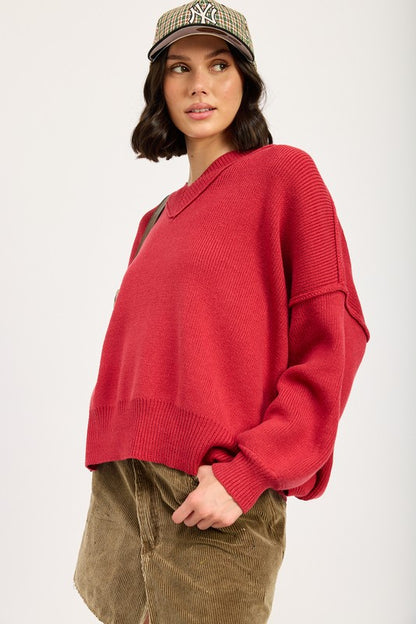 Emory Park Women's Oversized V-Neck Knit Sweater