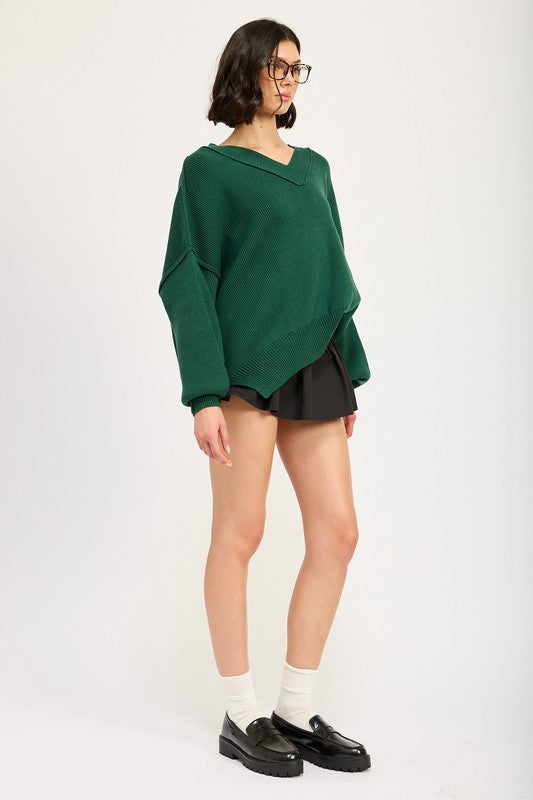Emory Park Women's Oversized V-Neck Knit Sweater