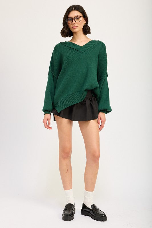 Emory Park Women's Oversized V-Neck Knit Sweater